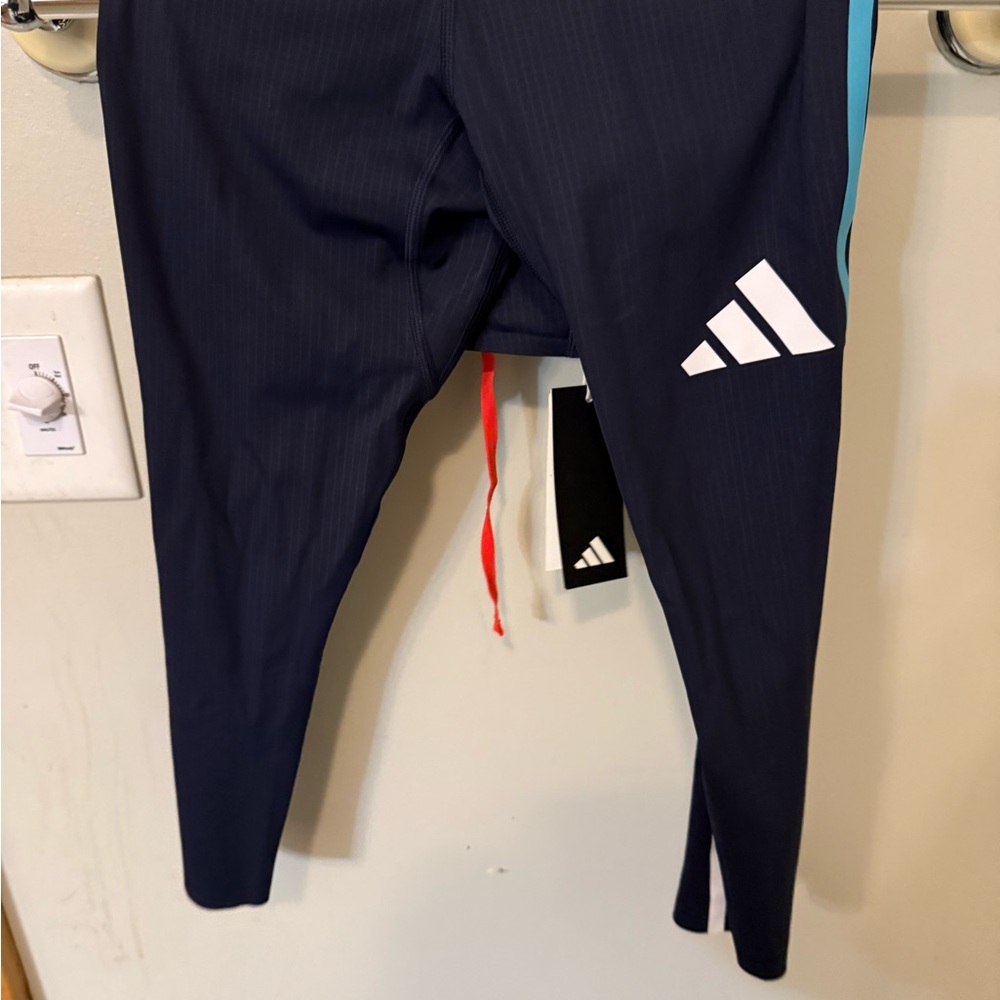 adidas navy running tights 3/4